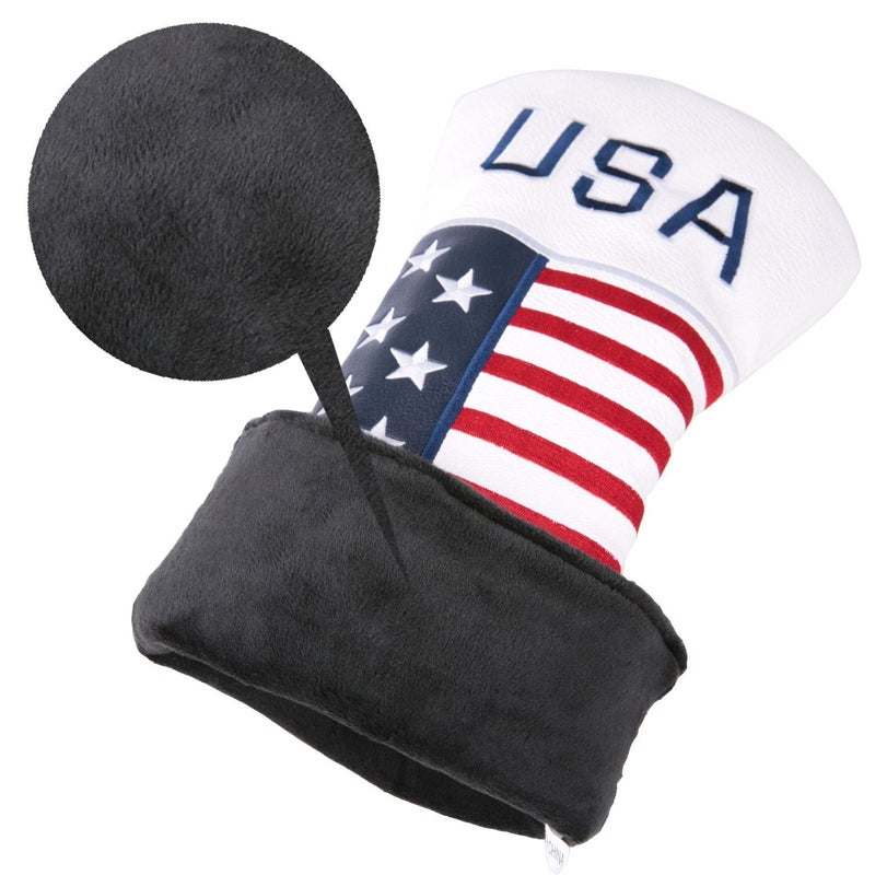 Golf Builder 2pcs/Set USA Stars and Stripes Golf Club Fairway Wood Head Covers White Leather USA 3 5 Wood Covers - Image 5